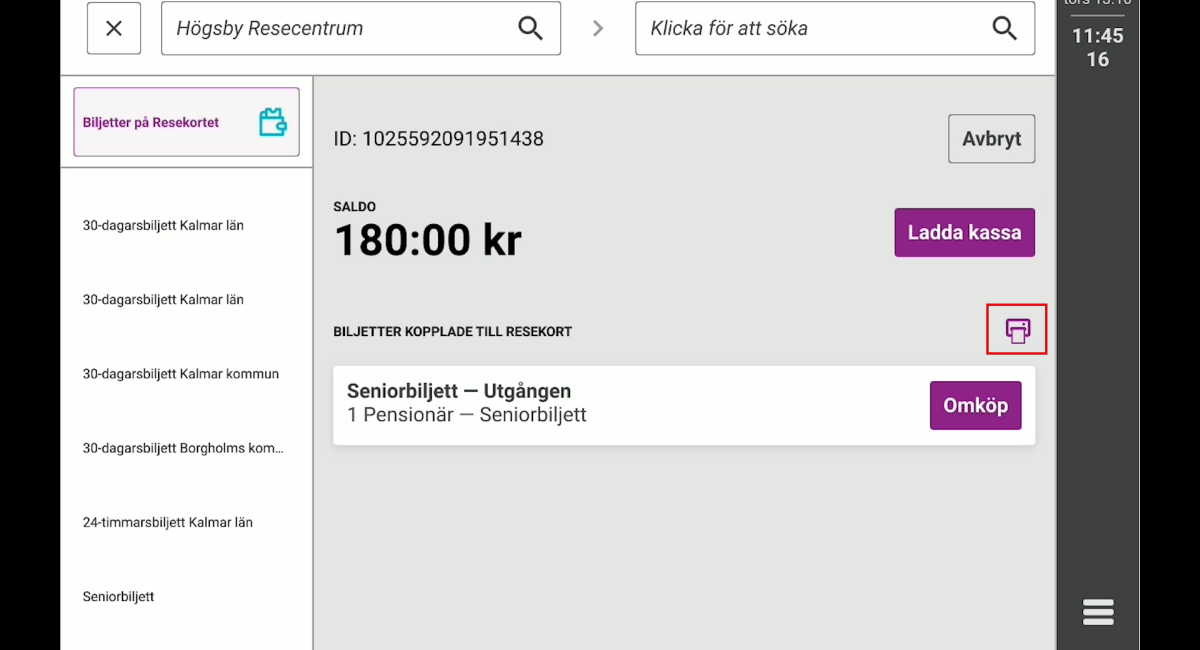 Bild på kundbilden i biljettsystemet.