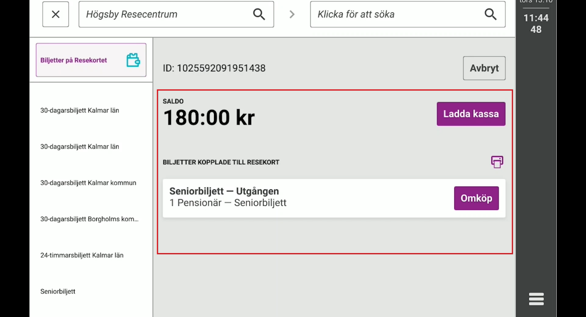 Bild på kundbilden i biljettsystemet.