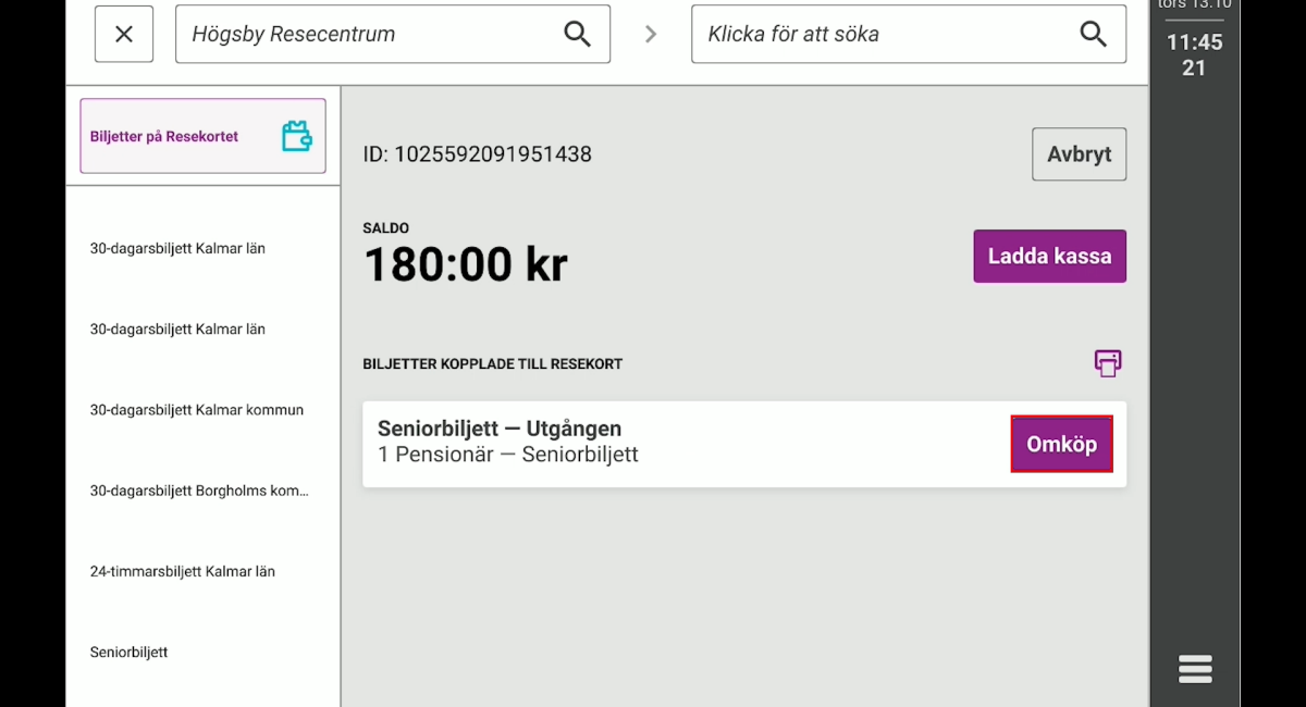 Bild på kundbilden i biljettsystemet.